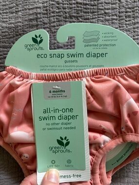 Peach All-in-One Swim Diaper - 6 Months